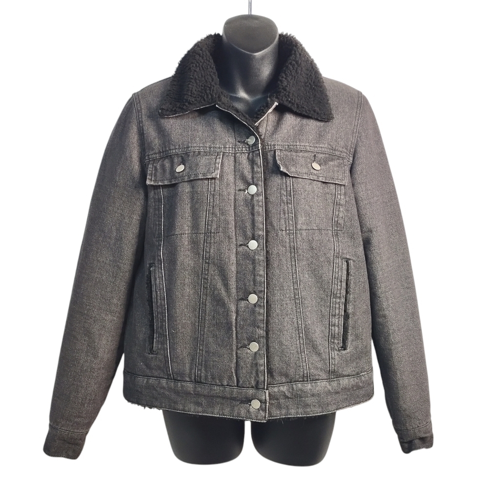 Kendall & Kylie Denim Jacket Women's Black Fleece Lined Jacket Size M